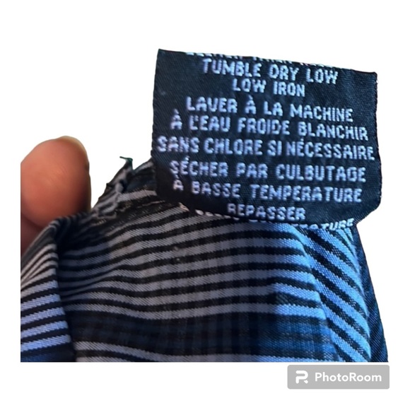 2/$14 💀 | Warehouse One | Button Down Shirt | Med | Blue/Black Vertical Stripes - Picture 5 of 5